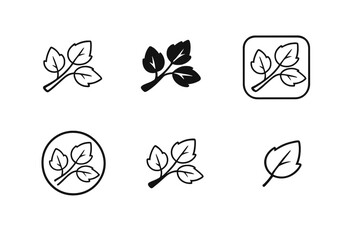 Fototapeta premium Collection of leaf icons on a gray background