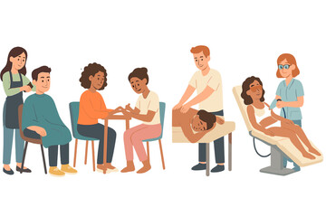 Various beauty and wellness services offered by professionals to clients