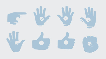 Fototapeta premium Set of various hand gesture icons showing different signs and signals.