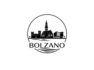 Obraz premium Bolzano city of Italy skyline emblem with landmarks
