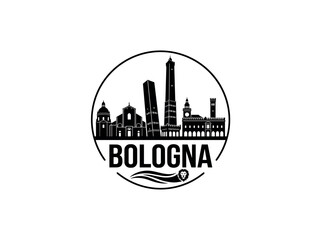 Fototapeta premium Bologna city of Italy skyline emblem with landmarks