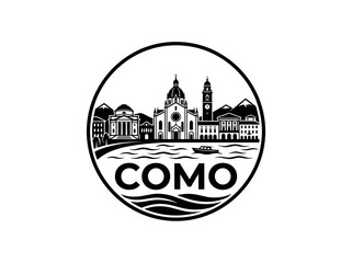 Naklejka premium Como city of Italy skyline emblem with landmarks