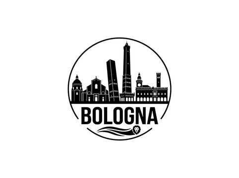 Bologna city of Italy skyline emblem with landmarks