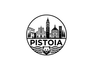 Obraz premium Pistoia city of Italy skyline emblem with landmarks