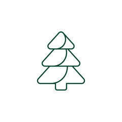 Outline Christmas Tree Icon, Editable Stroke Vector Evergreen Illustration
