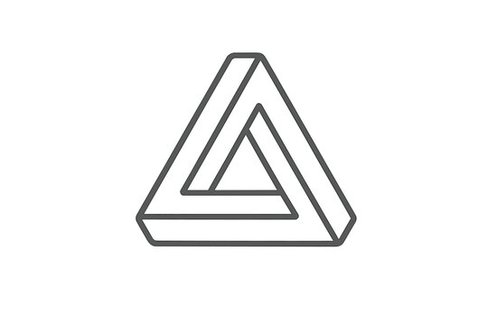 Penrose triangle optical illusion on a gradient background