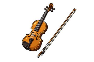 Fototapeta premium Cartoon Violin and Bow