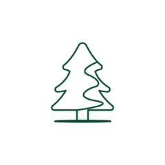 Outline Christmas Tree Icon, Editable Stroke Vector Evergreen Illustration
