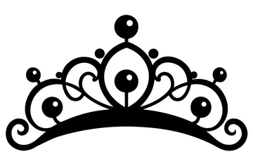 Elegant black tiara with swirling decorative elements and pearl accents Vector © Dream Forge Studio 