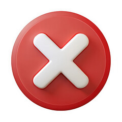 Obraz premium Red circle cross mark icon isolated on transparent background