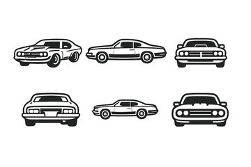 Obraz premium Collection of Retro Car Silhouettes