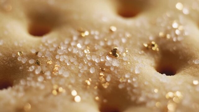 Sparkling cracker texture with golden flakes