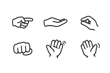 Fototapeta premium Set of six outline hand gesture icons on a gray background