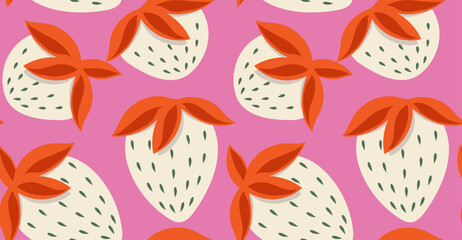 Seamless strawberry pattern design. Fruit pattern background.