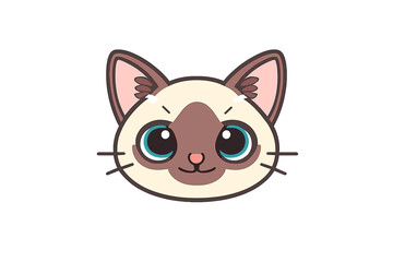 Cute Siamese Cat Face Illustration