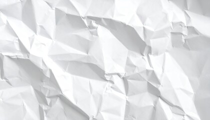Close-up of intensely crumpled, textured white paper