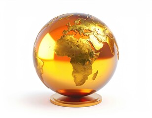 A gold-colored globe sits on a pedestal, facing Europe and Africa