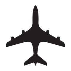 Black silhouette of airplane in flight Aircraft 