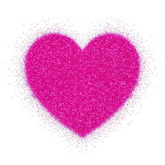 Pink Glitter Heart Shape Made of Sparkly Dust Particles, Romantic Shimmering Symbol for Love and Valentine's Day Background