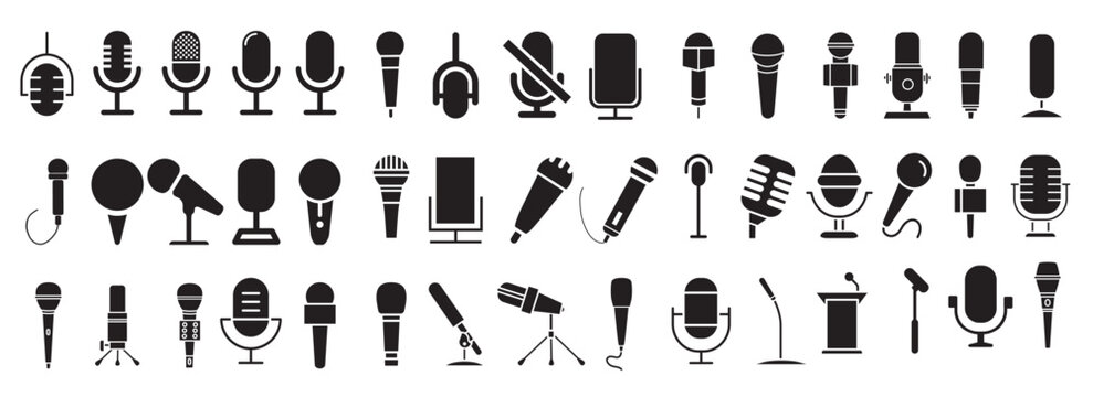 microphone icon vector set mic illustration sign