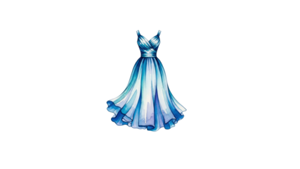 Elegant flowing blue dress illustration