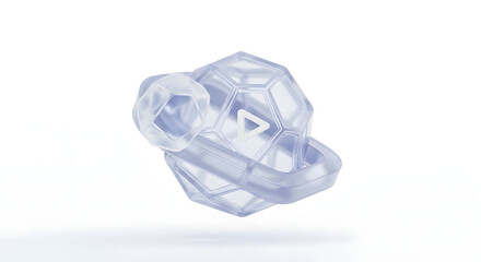 Title: 3D Transparent Share Lock Icon — Interlocking Link Concept
