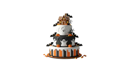 Halloween cake with gingerbread house