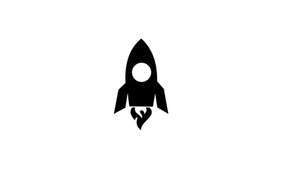 Fototapeta premium Simple Black Silhouette of a Rocket Ship Launching.