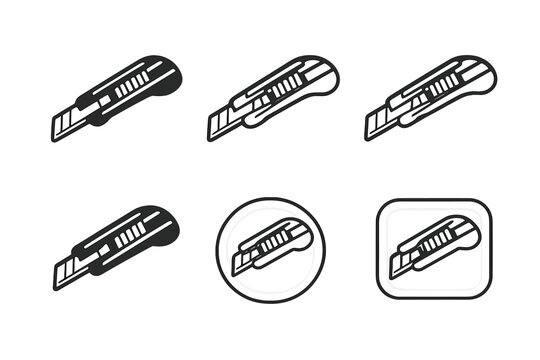 Set of cutter knife icons