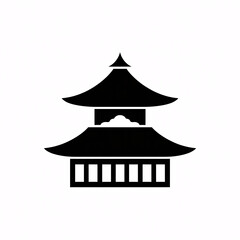 Obraz premium Traditional Japanese pagoda silhouette in black