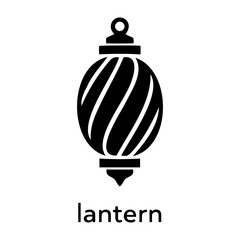Fototapeta premium Minimalist black silhouette icon of a decorative lantern with spiral patterns for traditional lighting and festivals.