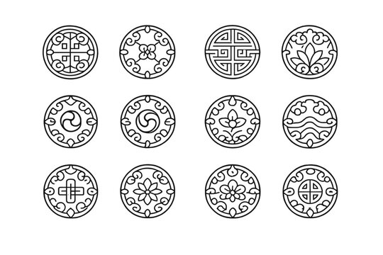 Collection of Korean traditional circular patterns