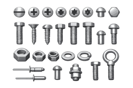 Collection of assorted metal fasteners and hardware
