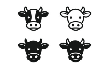Obraz premium Four stylized cow heads on a dark background