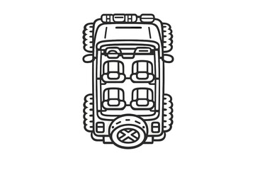 Top-down view of a stylized cartoon off-road vehicle © Andrei