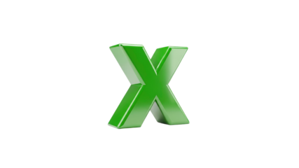 Green lowercase letter X render