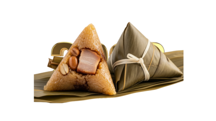 Zongzi rice dumplings with gold accents