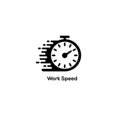 Fast Work Speed Stopwatch Icon Showing Motion for Productivity, Time Tracking, Efficiency Boost, Deadline Performance and Quick Task Execution