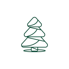 Fototapeta premium Outline Christmas Tree Icon, Editable Stroke Vector Evergreen Illustration 