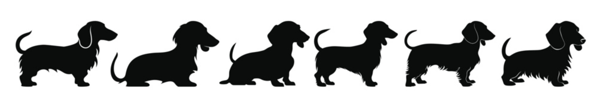  set of dachshund dog silhouettes vector collection