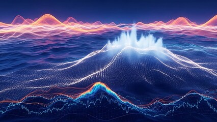 Vibrant data waves flow like ocean waves in dynamic visualization