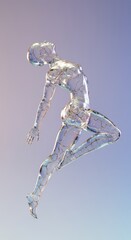 Floating figure with skin like glass shows the human body in a unique and modern way.
