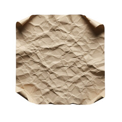 Obraz premium A crumpled aged parchment paper with torn edges revealing textures and imperfections transparent background