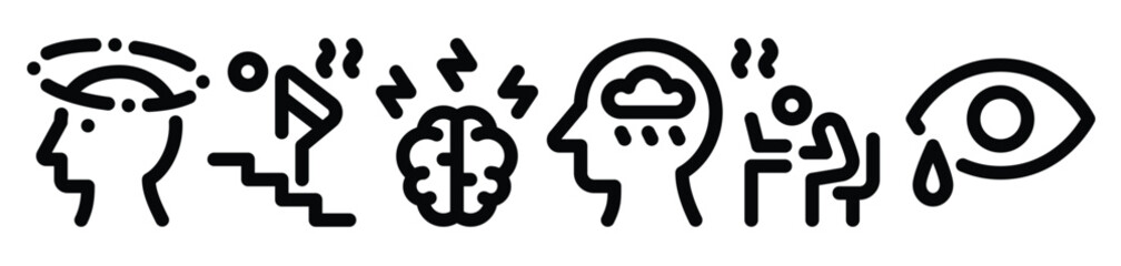 Simple Set of Mental Health Related Vector Line Icons