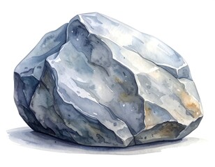 Watercolor illustration of a jagged, light-colored geological stone