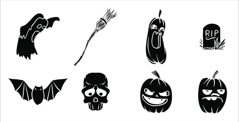 Obraz premium Spooky Halloween Icons Vector Pack for Festive Party and Horror Designs