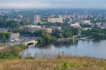 View of Nizhny Tagil city from Fox Mountain on a cloudy August morning