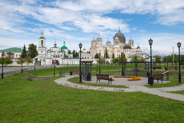 View of the ancient St. Nicholas Verkhotursky monastery on August day. Verkhoturye, Sverdlovsk region. Russia