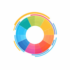 Colorful circular diagram with segments and outer rings, suitable for data visualization or infographic design.