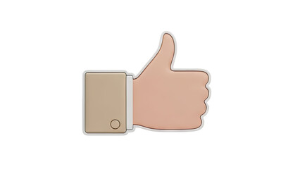 3D Thumbs Up Icon on transparent background